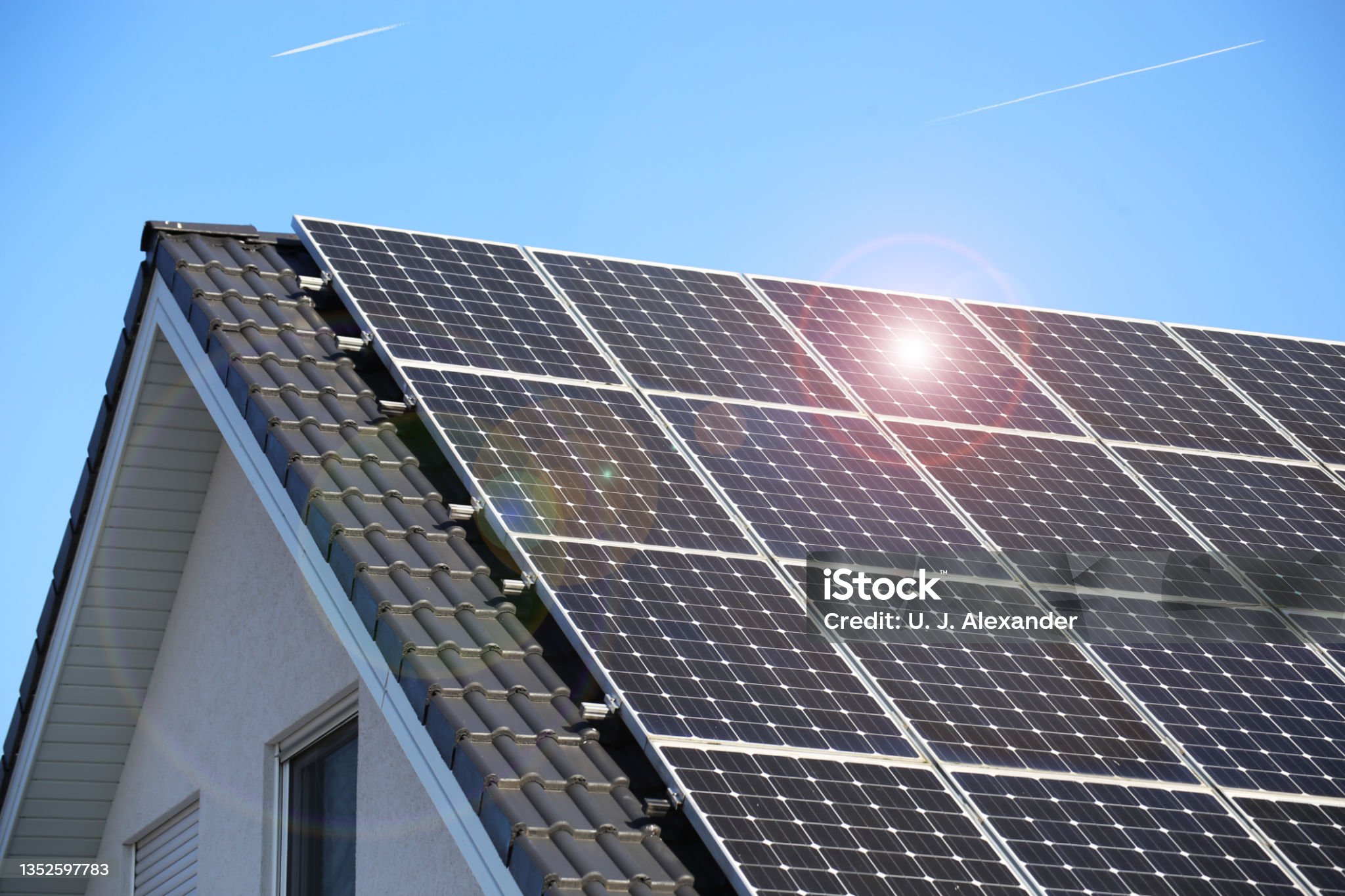 Single family house with solar system or photovoltaic system